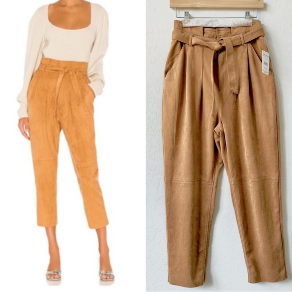 Free People Pants - Free People Nightfall Vegan Suede Pants, Camel Size 6, New Excellent Condition